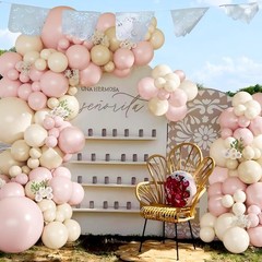 Light Pink Balloon Garland Arch Kit,145pcs Mexicanos Pink Sand White Beige Ba…