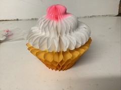 Cup Cake Honeycomb Paper Decorations X10