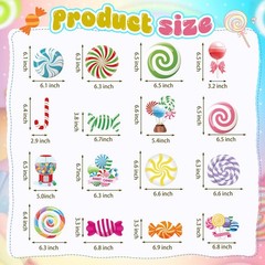 36 Pcs Candyland Party Decorations Candy Hanging Swirls Colorful Swirl Lollip…
