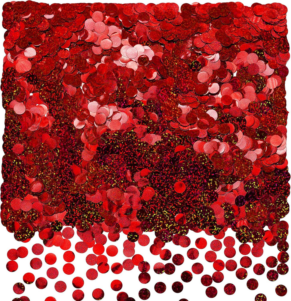 Sparkle Red Foil Metallic Round Table Confetti Decor Circle Dots Mylar Table Sca