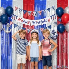 Patriotic Tinsel Foil Streamers, Blue Silver Red for 4th of July Celebrations