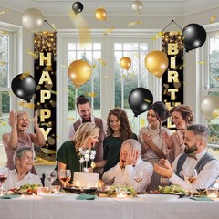 Birthday Celebration Banner, Decorations For All Ages, 72×12 Inch, Black