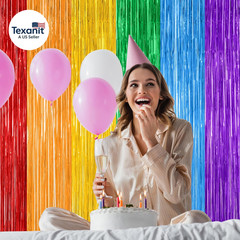 2 Pack Rainbow Backdrop Curtains, 3.28 FT X 7.05 FT Colofull Party Decorations,