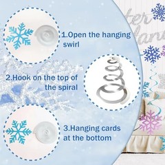 28pcs Winter Snowflake Hanging Swirls Decorations, Winter Wonderland White