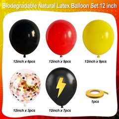 Red Yellow Black Balloons, 12 inch Lightning Cartoon Ball Anime Balloon Birth…