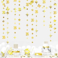 Gold 35th Birthday Decorations Number 35 Circle Dot Twinkle Star Garland
