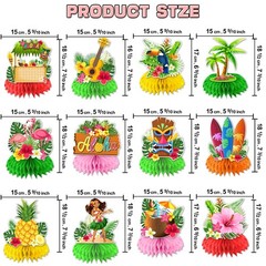 12 Pcs Luau Party Decorations Honeycomb Centerpieces, Hawaiian Party Decorations