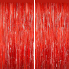 Red Tinsel Backdrop Foil Fringe Curtains – 2 Packs Door Streamers Backdrop for B