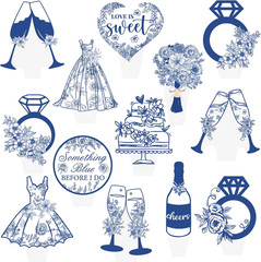 48pcs Something Blue Before I Do Theme Cupcake Toppers Something Blue Before I D