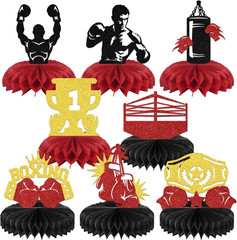 8 Pcs Boxing Honeycomb Centerpieces – Boxing Party Decorations – Boxing Match Bi