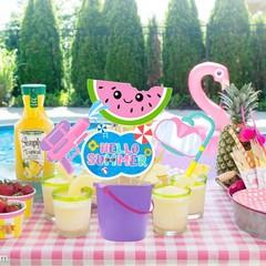 18 PCS Hello Summer Pool Party Centerpiece Sticks Beach Hawaii Luau Decor