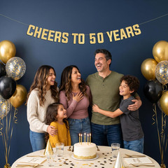 Pre-Strung Fiftylicious Gold Glitter Banner – Funny 50Th Birthday and Anniversar