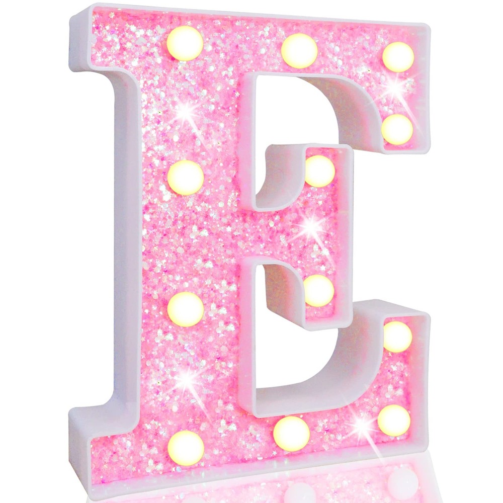 LED Marquee Letter Lights, Light Up Pink Letters Glitter Alphabet Letter Sign…