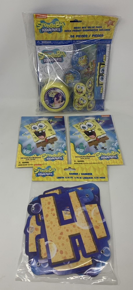 SpongeBob SquarePants Party Favor Pack, 48-Count Birthday Party Balloons Banner!