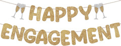 Pre Strung Happy Engagement Banner Glitter Engagement Party Decorations for C…