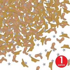 Metallic Western Confetti Boots Hats Stars 1oz Copper Gold Silver Party Supplies