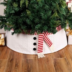 Christmas Tree Collar 30 Inch Snowman Scarf Buttons Tree Skirt Ring Base
