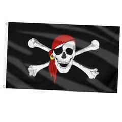 Pirate Flag for Outside 3×5 Ft, Large Jolly Roger Flag for 1 Pc Red-Scarf
