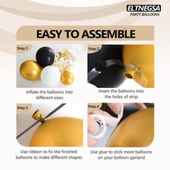 134Pcs Black And Gold Balloon Garland Arch Kit 18 12 10 5inch Latex Balloon S…