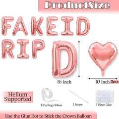 Rose Gold RIP FAKE Banner 21st Decorations for her, 16 in letter RIP FAKE Bal…
