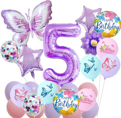 7Th Birthday Decorations for Girls – Butterfly Theme Party Supplies with Butterf