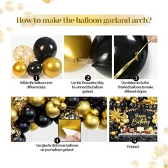 Black and Gold Birthday Decorations for Men Women, 71pcs Black and Gold Party…