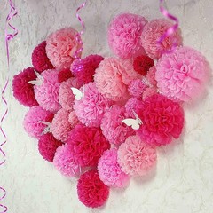 Pink Tissue Pom Poms Decorations 10 inch and 12 inch,12 Piece Set for Bachelo…