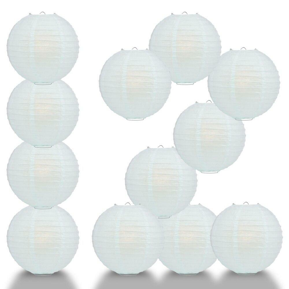 BULK PACK (12) 16″ Arctic Spa Blue Round Paper Lantern, Even Ribbing, Chinese Ha