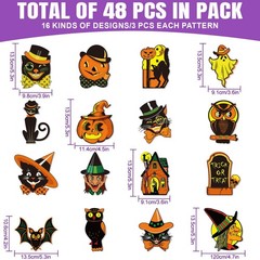 48 Pcs Vintage Halloween Cutouts Retro Pumpkin Black, Orange, Multicolor