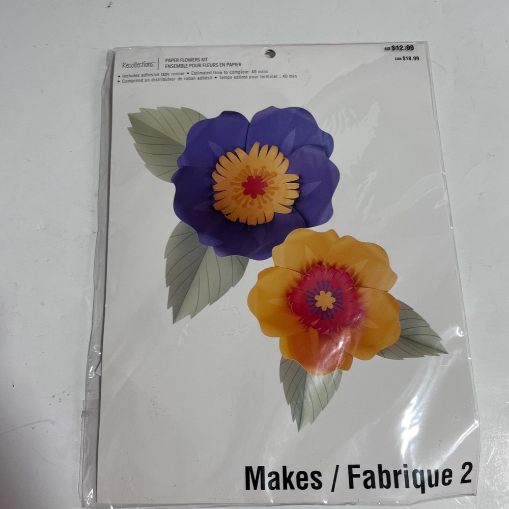 Recollections Paper Flower Kit Make 2 Blue Orange Tropical Party Decoration Luau