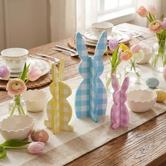 Wooden Easter Bunny Decor Table Centerpiece Tiered Tray Home 58 Inch 3 PCS
