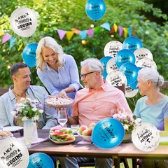 18 Pcs Happy Retirement Balloons With Pattern 12 Inch Blue and White Retireme…