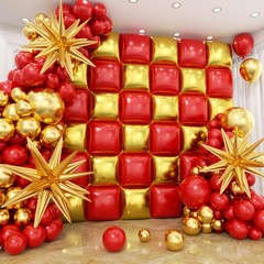36 Globos Cuadrado Aluminio Decoracion De Cumpleaños Para Mujer Rojos y Dorados