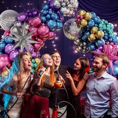 135pcs Disco Balloon Arch Kit with Disco Ball Balloons Silver Blue Green Purp…