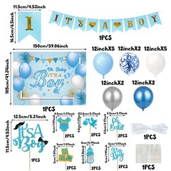 Blue Baby Shower Decorations for Boy Blue Baby Party Decor Kit with It’s A Bo…