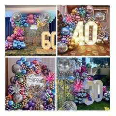 135pcs Disco Balloon Arch Kit with Disco Ball Balloons Silver Blue Green Purp…