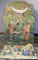 VTG 1970S HALLMARK POPUP FOLD DOWN 3d CENTERPIECE Family Tree Baby ShowerRARE