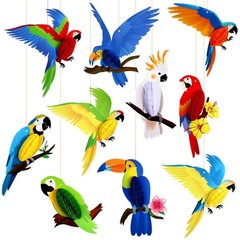 Hawaiian Honeycomb Birds, 10Pcs Hanging Decor, Beach Party Classroom
