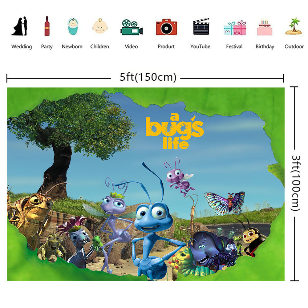 A Bug’s Life Birthday Party Supplies Backdrop Banner Poster Vinyl Birthday Gift