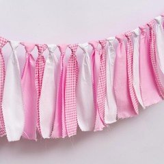 Pink and White Gingham Banner/Garland – First High Chair Banner,Gingham Garla…