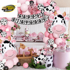 115PCS Pink Cow Party Decorations – Balloon Garland Arch Kit with Cow Print Ball