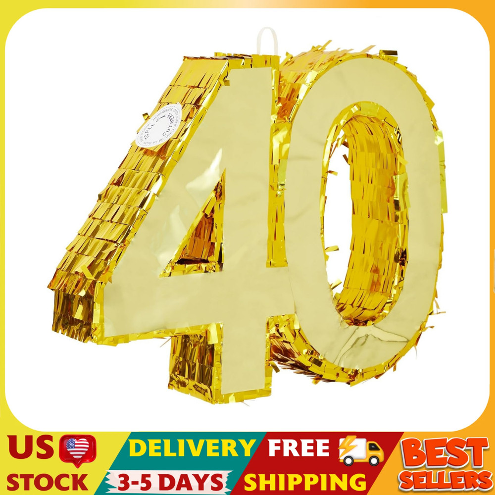 Sparkle and Bash Gold Foil Number 40 Pinata – Gold Foil Elegance for 40th Birth