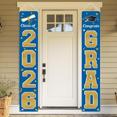 Graduation Decorations Class of 2026, Blue & Gold Congrats Grad Banner Hanging F