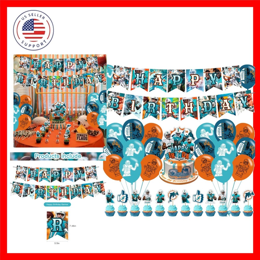 Dolphins Party Decorations,Dolphins Birthday Party Supplies Includes Banner -…