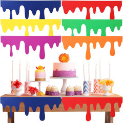 6 Pack Art Themed Party Table Skirts 40 X 16 Inches Colorful Felt Paint Splatter