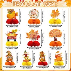 DTOFOOT 10Pcs Fall Table Decorations, Thanksgiving Honeycomb Centerpieces | A…