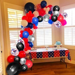 Red and Blue Balloons, 12 Inches Red Blue Black Silver Balloon for Man Boys P…