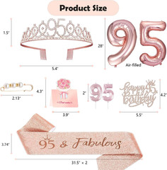 95Th Birthday Decorations for Her Women, Including 95 Year Old Birthday Cake Top