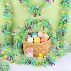 KIMOBER Easter Tinsel Green Yellow Blue, Green;white;yellow;pink;blue
