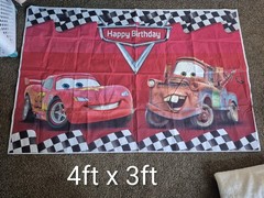 Cars Lightning McQueen Mater Birthday Party Backdrop & Checked Red Black White